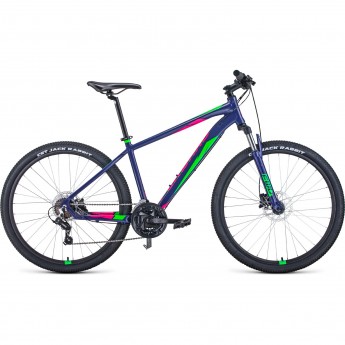 Велосипед FORWARD APACHE 27,5 3.0 disc, рама 15", 2020-2021, фиолетовый/зеленый