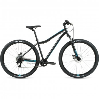 Велосипед FORWARD SPORTING 29 2.2 disc (2021) черный/бирюзовый с рамой 21"