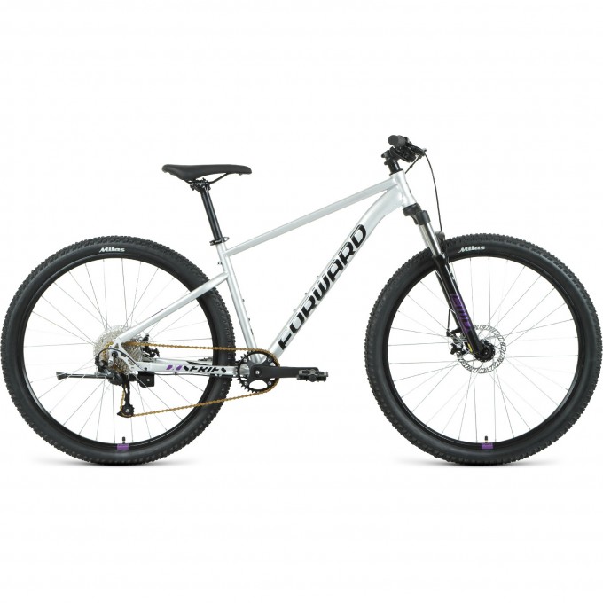 Велосипед FORWARD SPORTING 29 XX D (2022) серебристый/фиолетовый с рамой 17" RBK22FW29984 Велосипед FORWARD SPORTING 29 XX D (2022) серебристый/фиолетовый с рамой 17" RBK22FW29984
